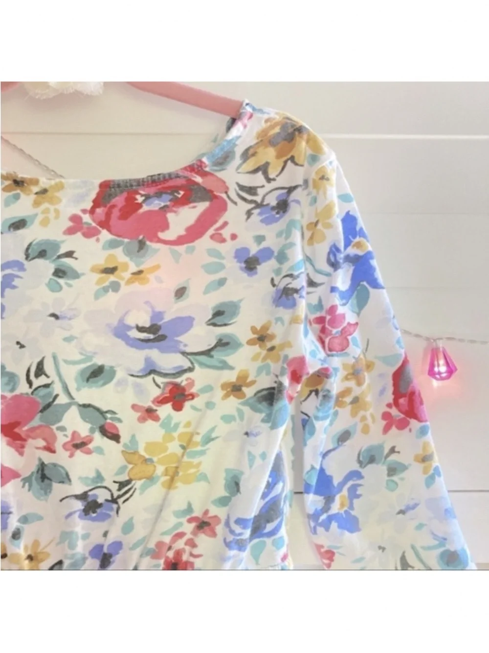 Old Navy Pink Floral Dresses with Blue and White Blooms